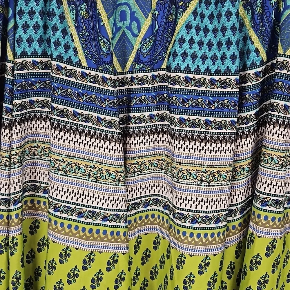 Lucky & Coco Maxi Skirt, Blue Lime Print, XL - Picture 2 of 5